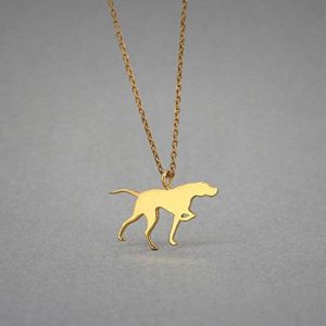 14k gold english pointer necklace